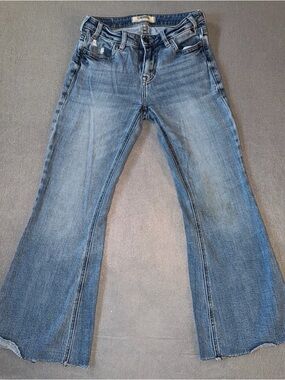 Midwash Blue Flare Jeans with Subtle Fading